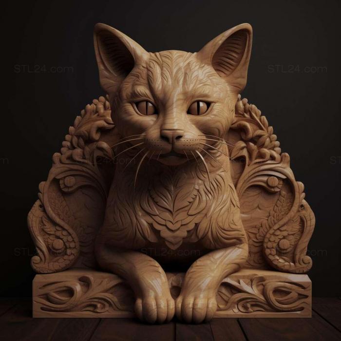 Nature and animals (st Javanese cat 1, NATURE_2309) 3D models for cnc